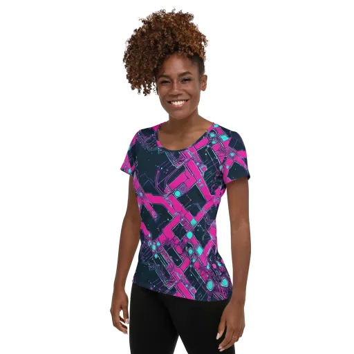 Pink Protocol on a Women's Athletic T-Shirt