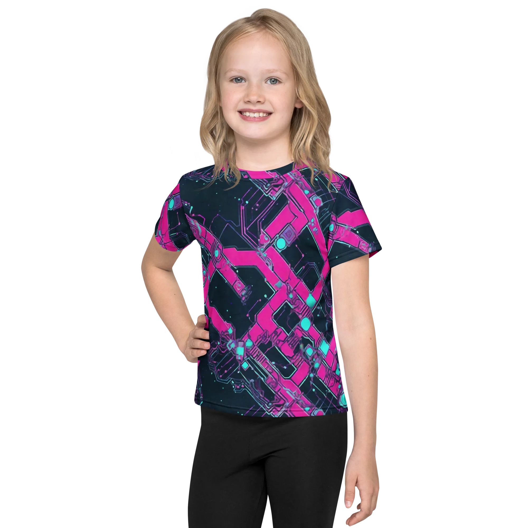 Pink Protocol on Kids Crew Neck T-Shirt — Front