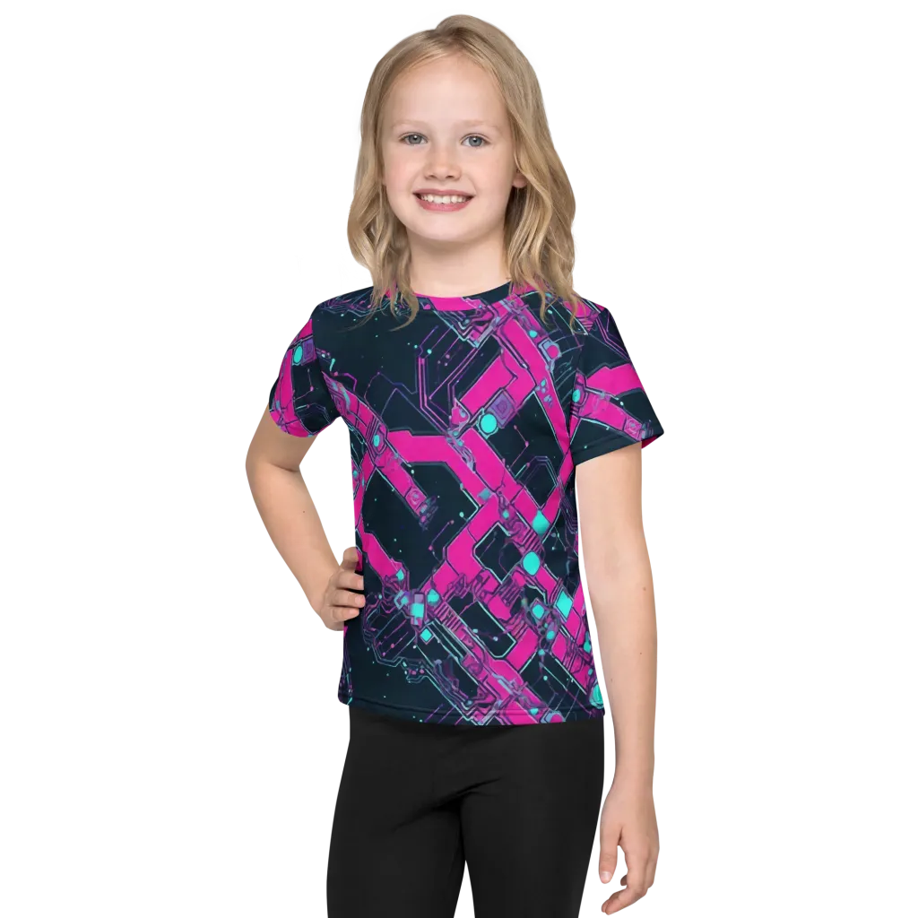 Pink Protocol on Kids Crew Neck T-Shirt — Front
