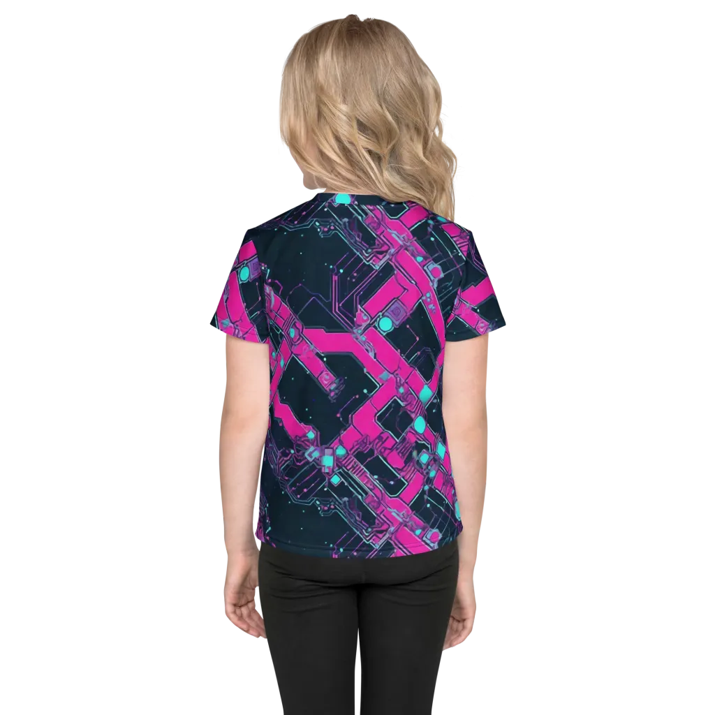 Pink Protocol on Kids Crew Neck T-Shirt — Back