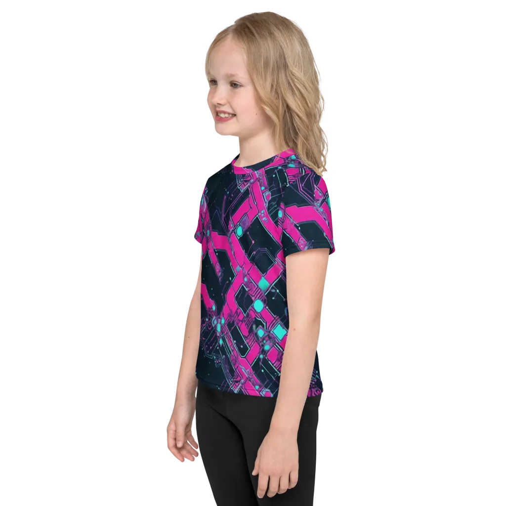 Pink Protocol on Kids Crew Neck T-Shirt — Left