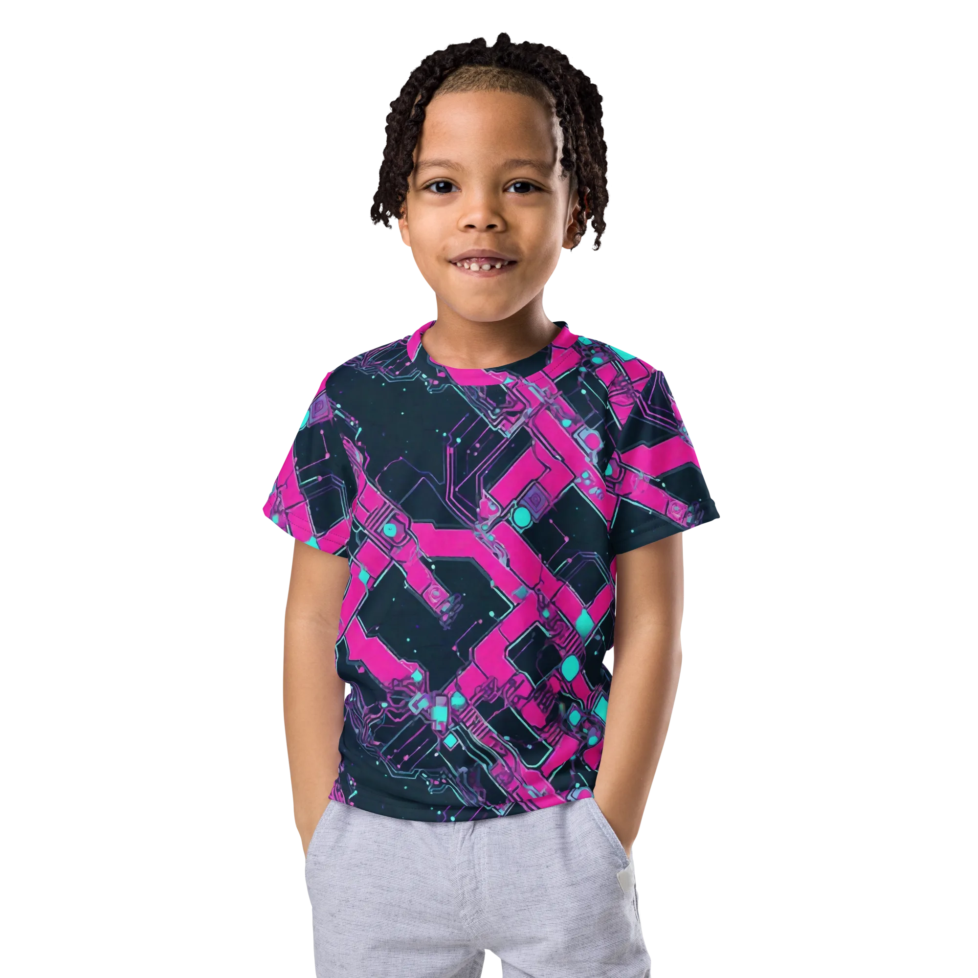 Pink Protocol on Kids Crew Neck T-Shirt — Front