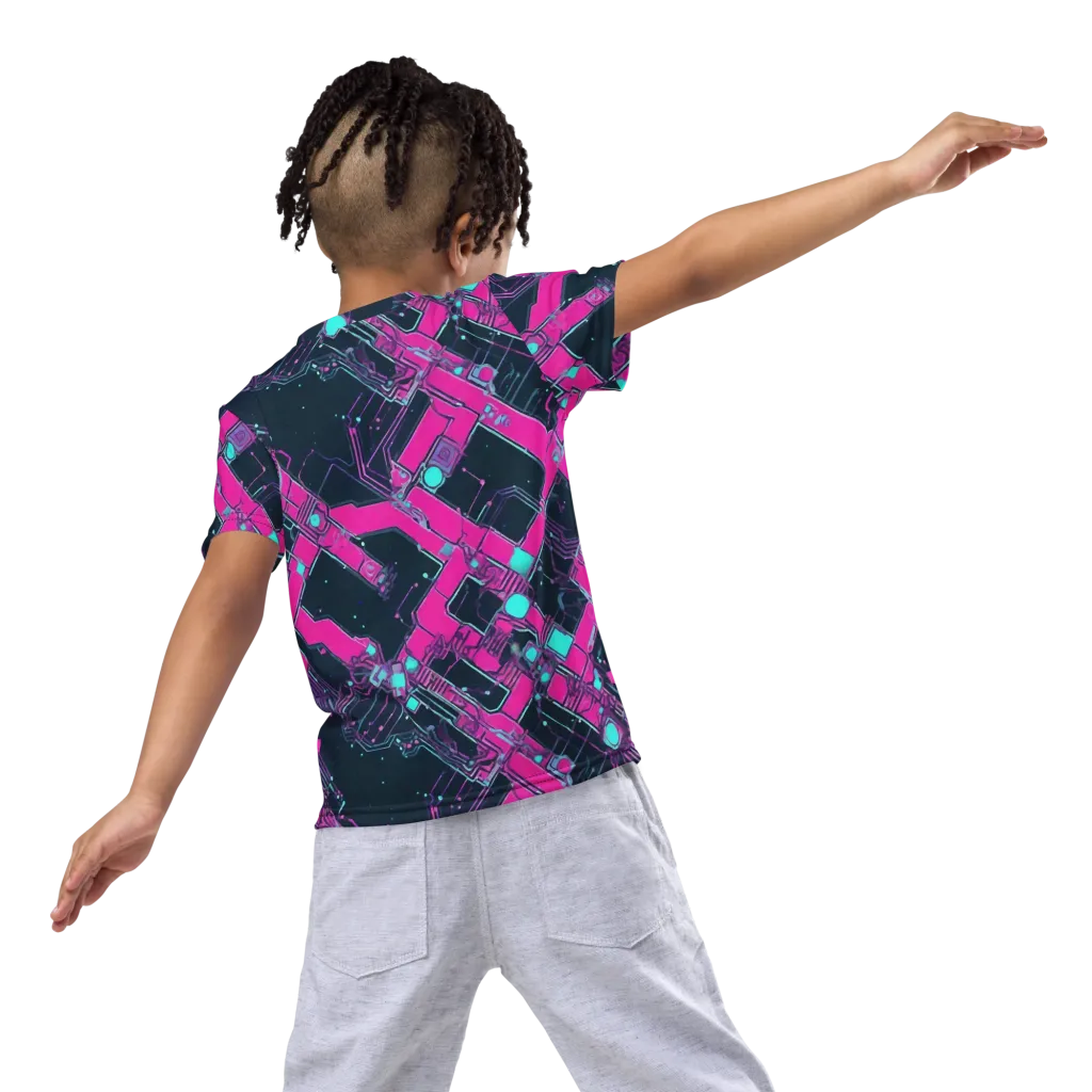 Pink Protocol on Kids Crew Neck T-Shirt — Back