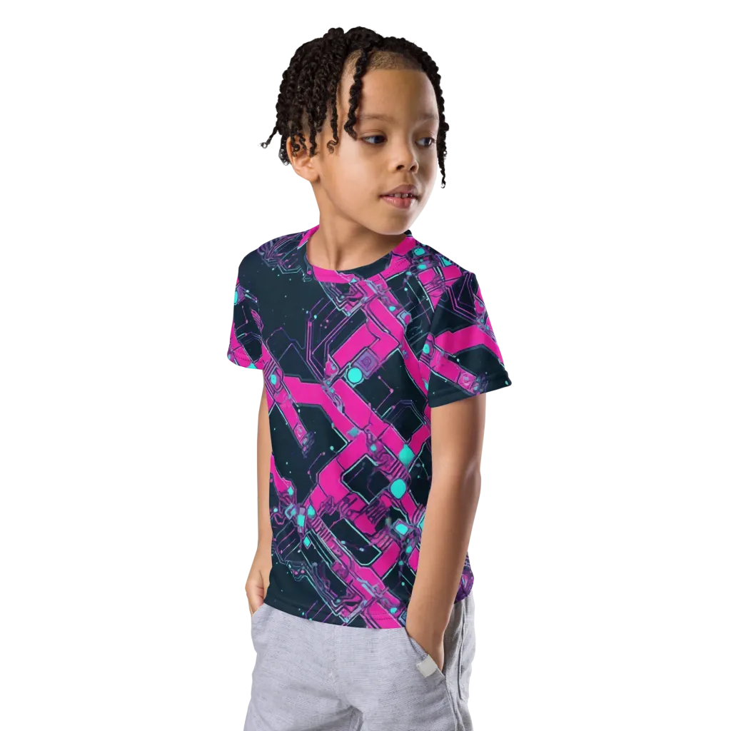Pink Protocol on Kids Crew Neck T-Shirt — Left Front
