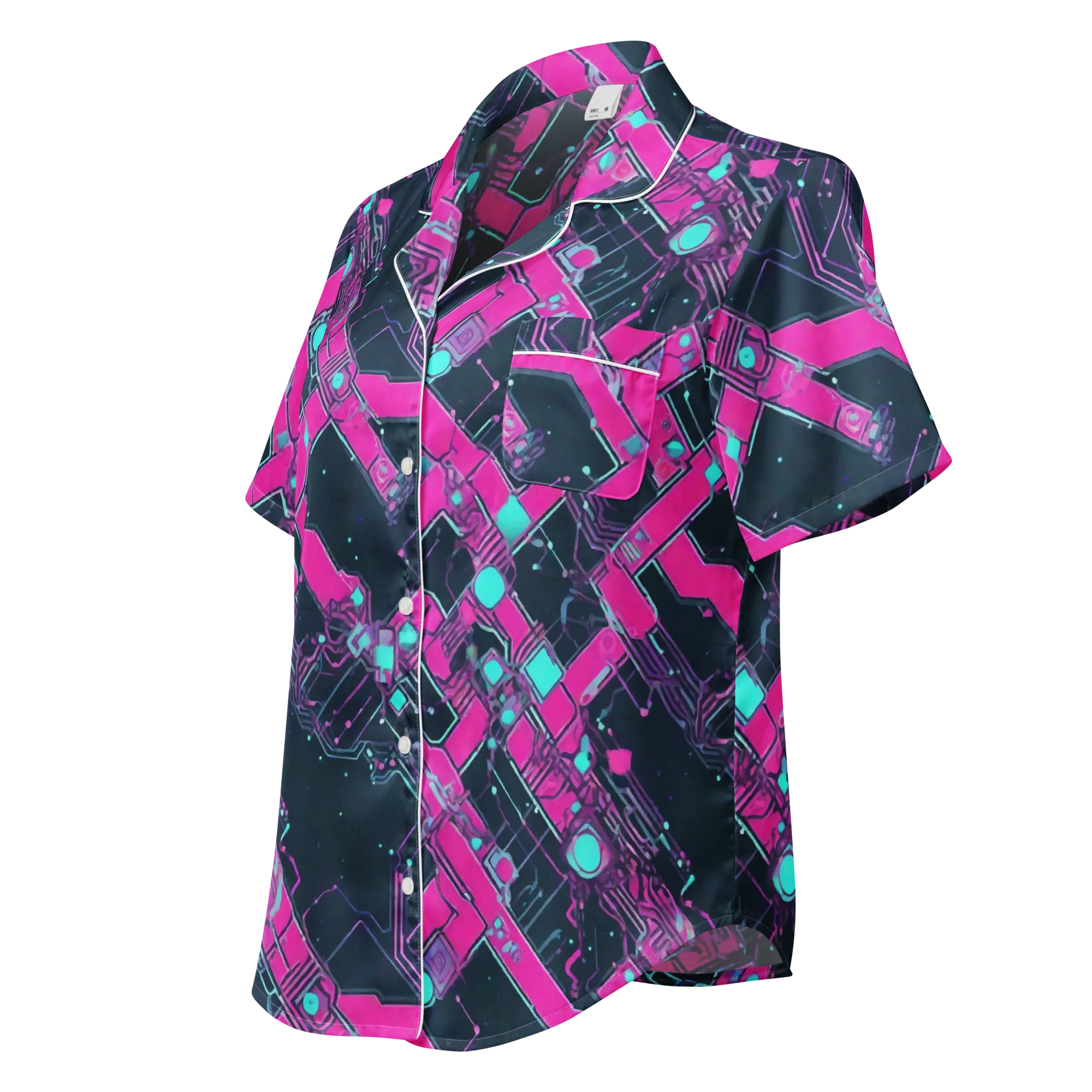 Pink Protocol on Women's Short Sleeve Pajama Top — Left Front