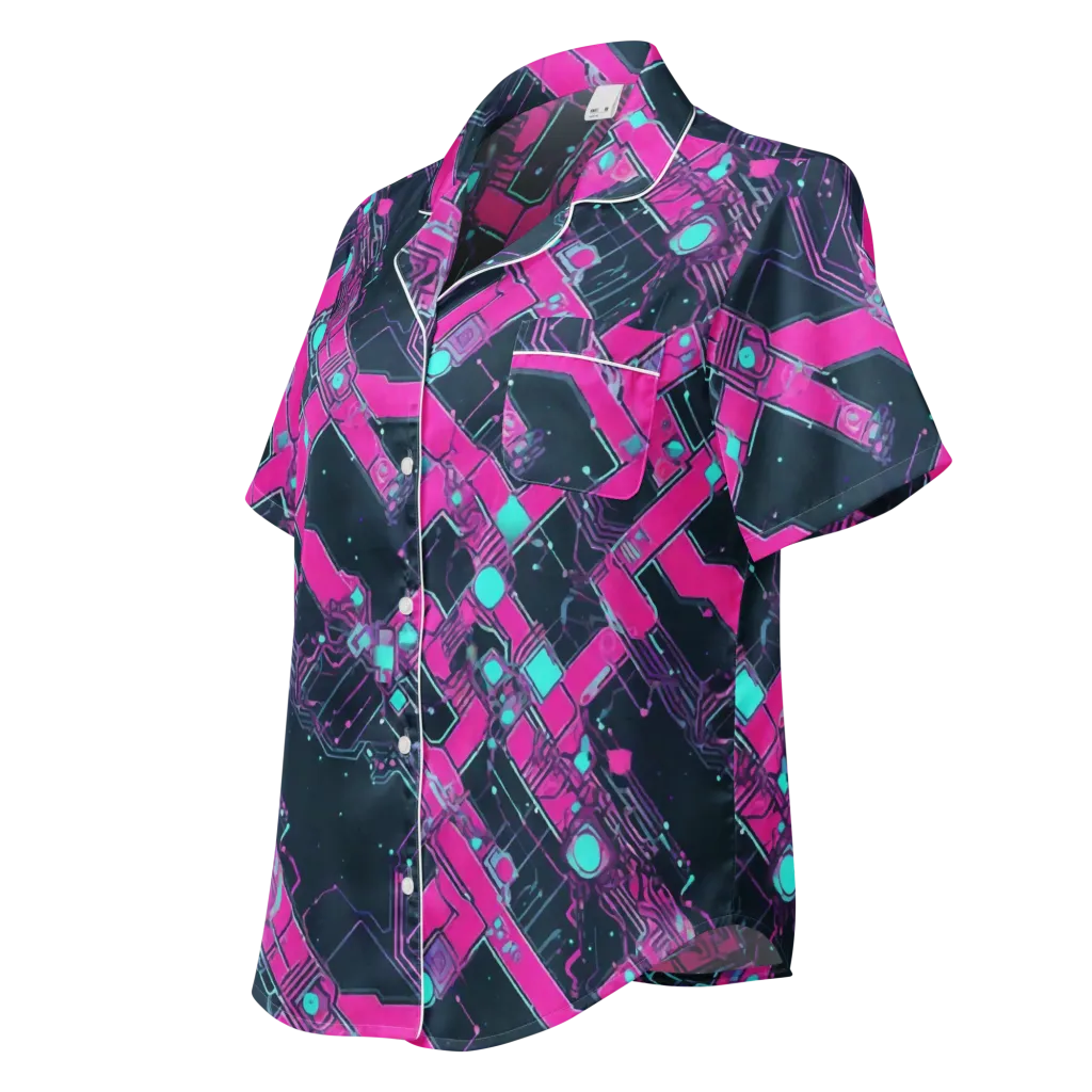 Pink Protocol on Women's Short Sleeve Pajama Top — Left Front