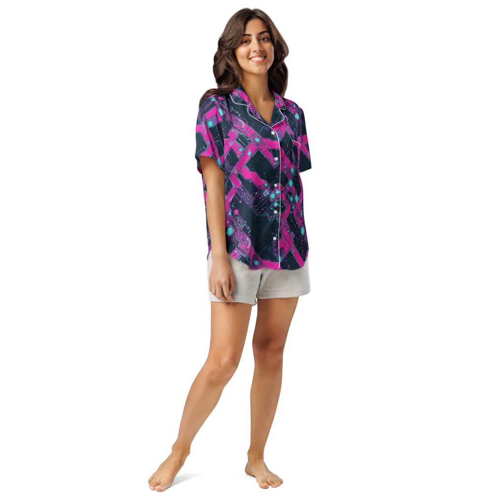 Pink Protocol on Women's Short Sleeve Pajama Top — Front