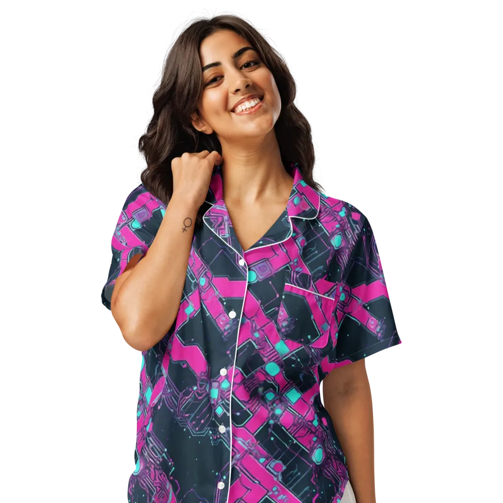 Pink Protocol on Women's Short Sleeve Pajama Top — Front