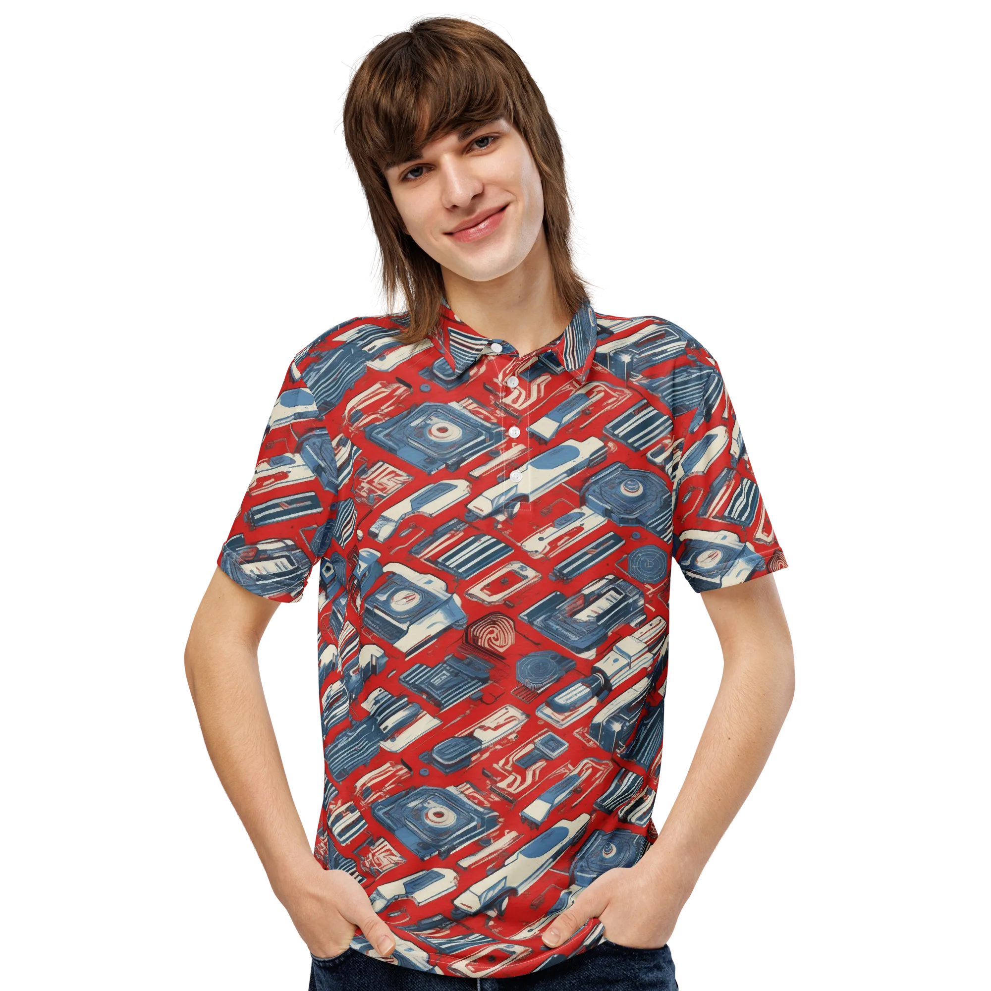 Playback Parade on Men's Slim Fit Polo Shirt — Front