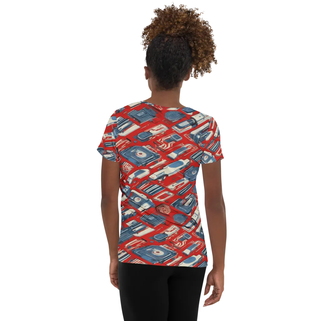 Playback Parade on Women's Athletic T-Shirt — Back