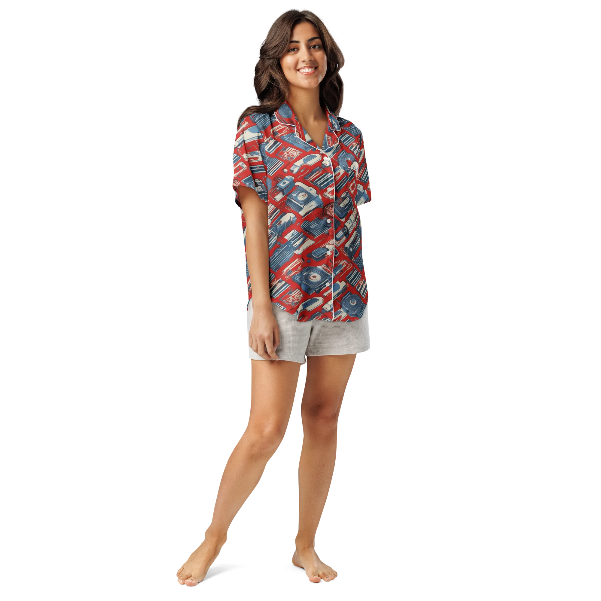 Playback Parade on Women's Short Sleeve Pajama Top — Front
