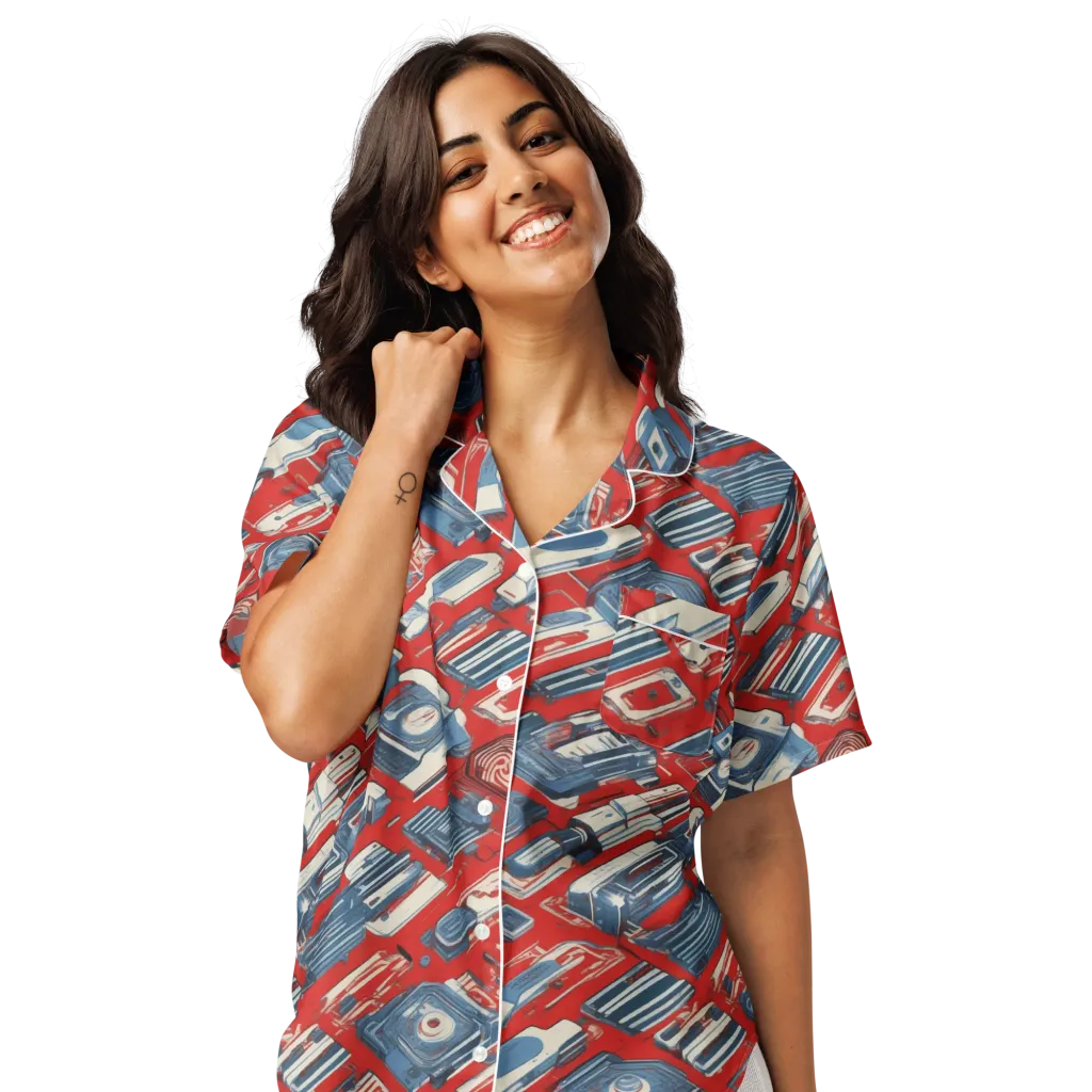 Playback Parade on Women's Short Sleeve Pajama Top — Front