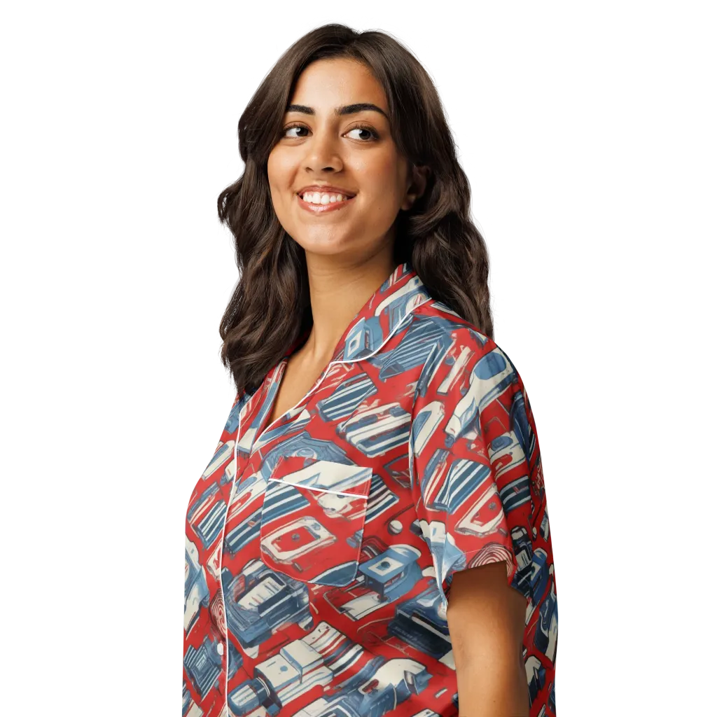 Playback Parade on Women's Short Sleeve Pajama Top — Left Front