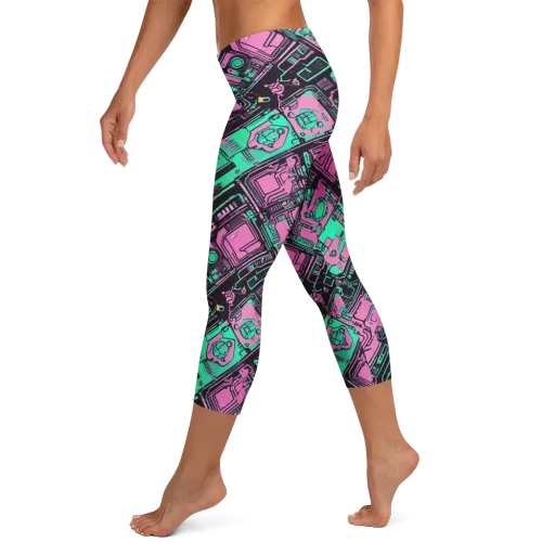 Vaporwave Voltage on a Capri Leggings