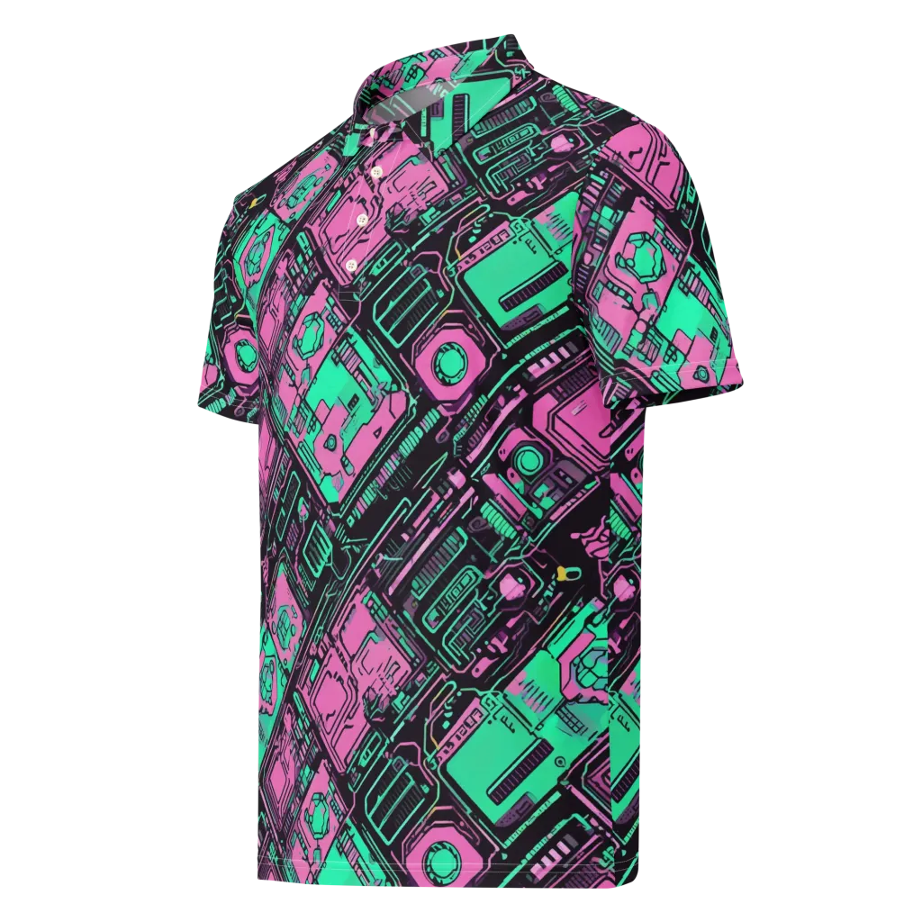 Vaporwave Voltage on Men's Slim Fit Polo Shirt — Left Front