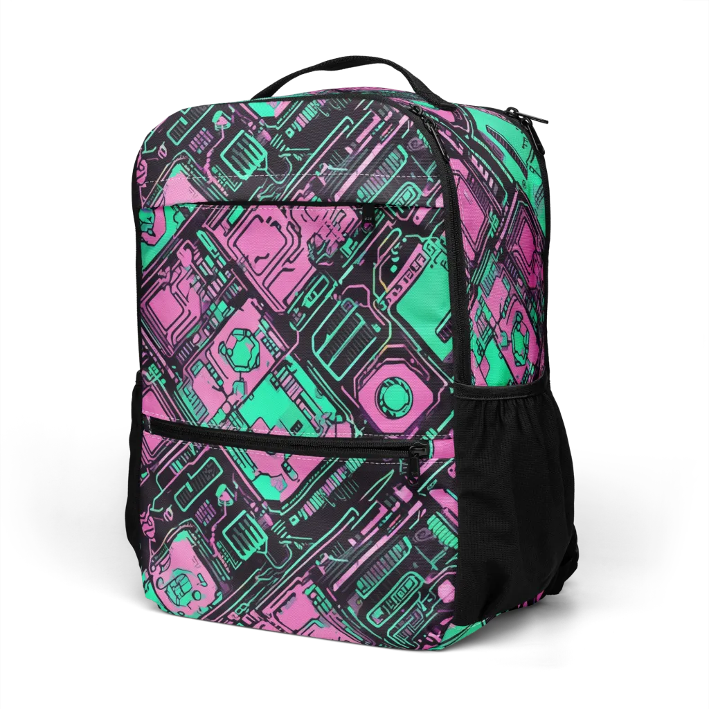Vaporwave Voltage on Utility Backpack — Left Front