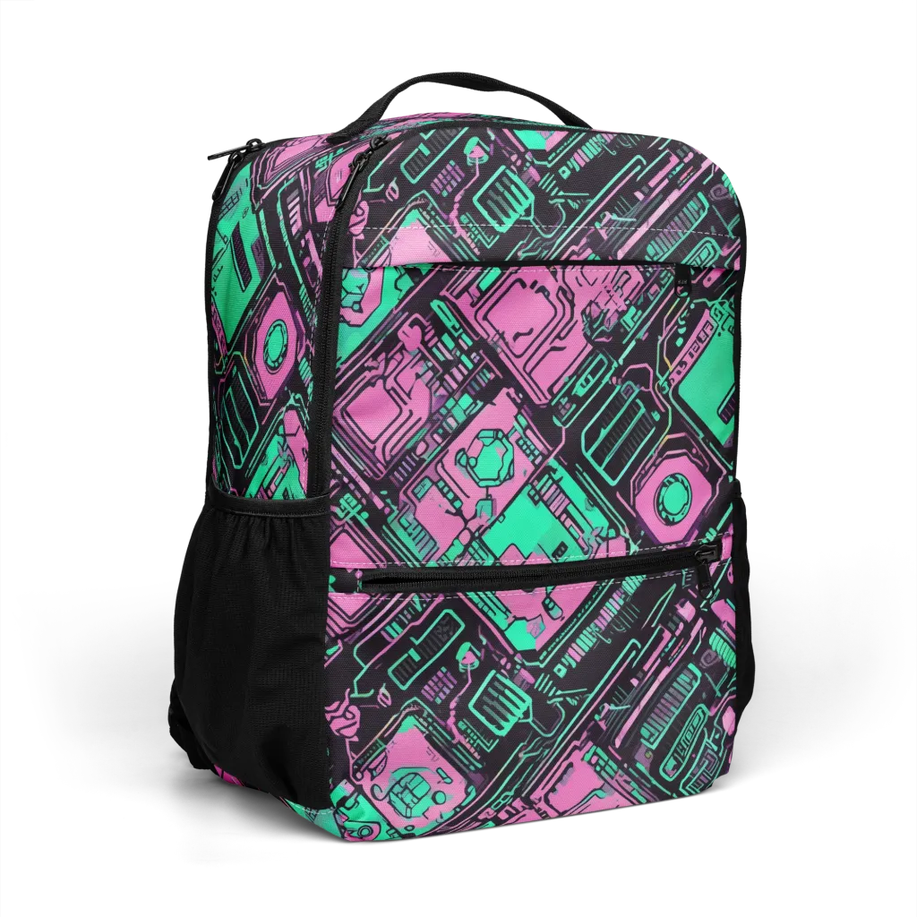 Vaporwave Voltage on Utility Backpack — Right Front