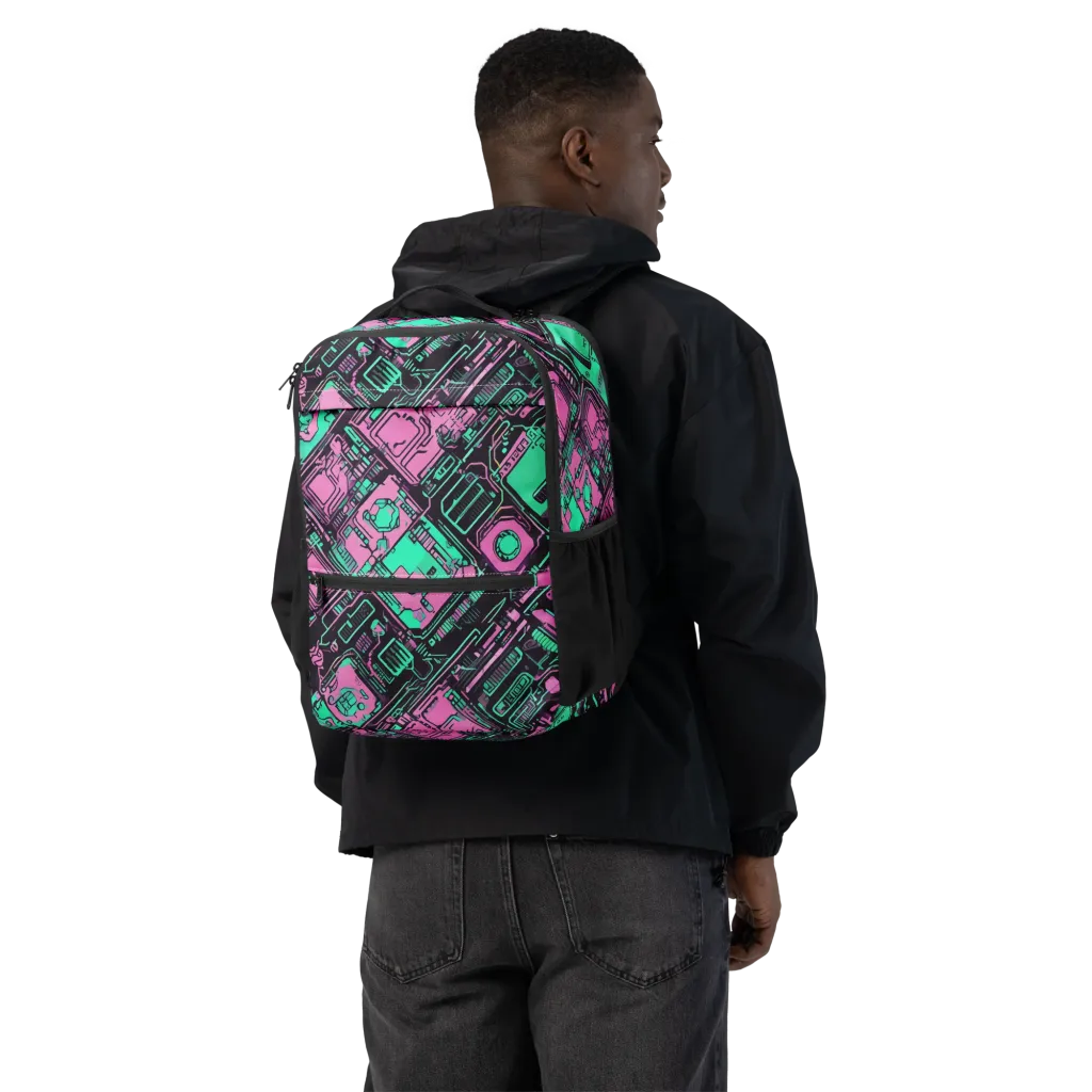 Vaporwave Voltage on Utility Backpack — Back
