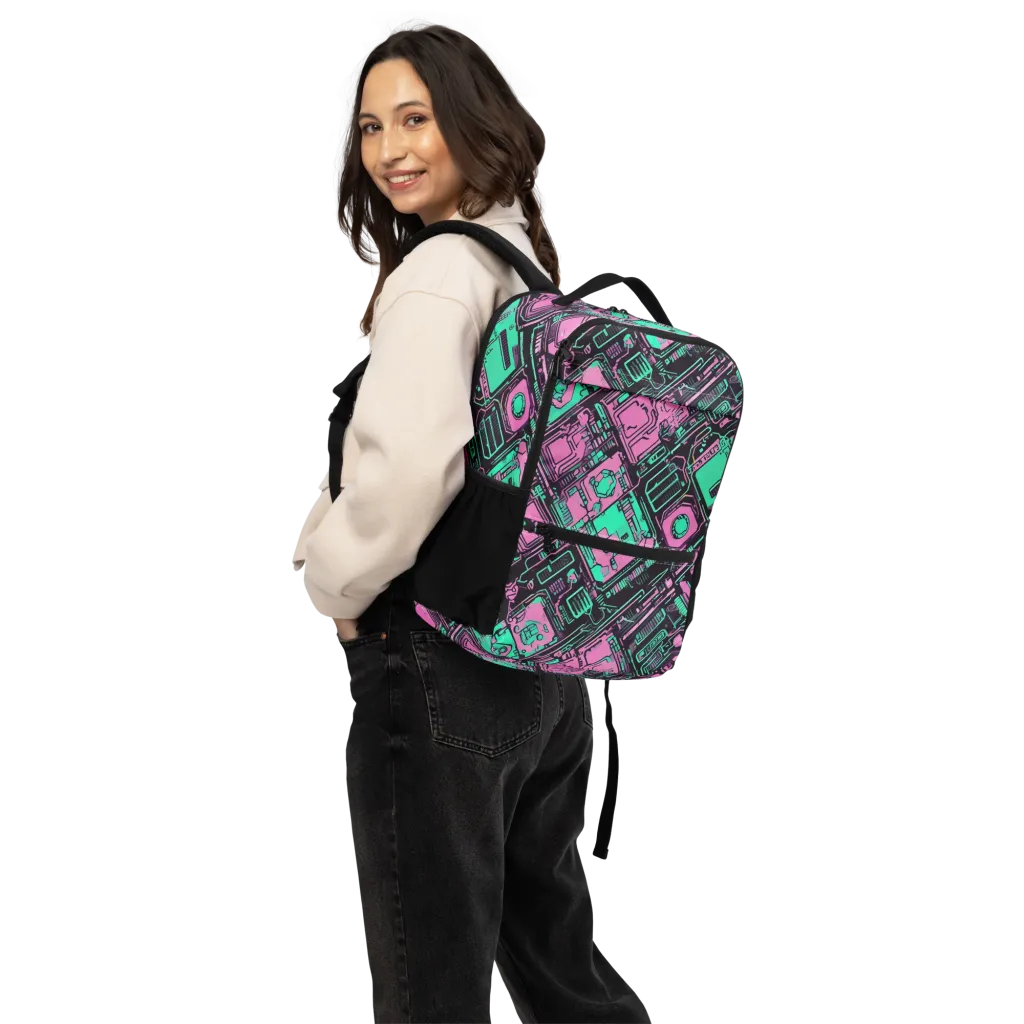 Vaporwave Voltage on Utility Backpack — Back