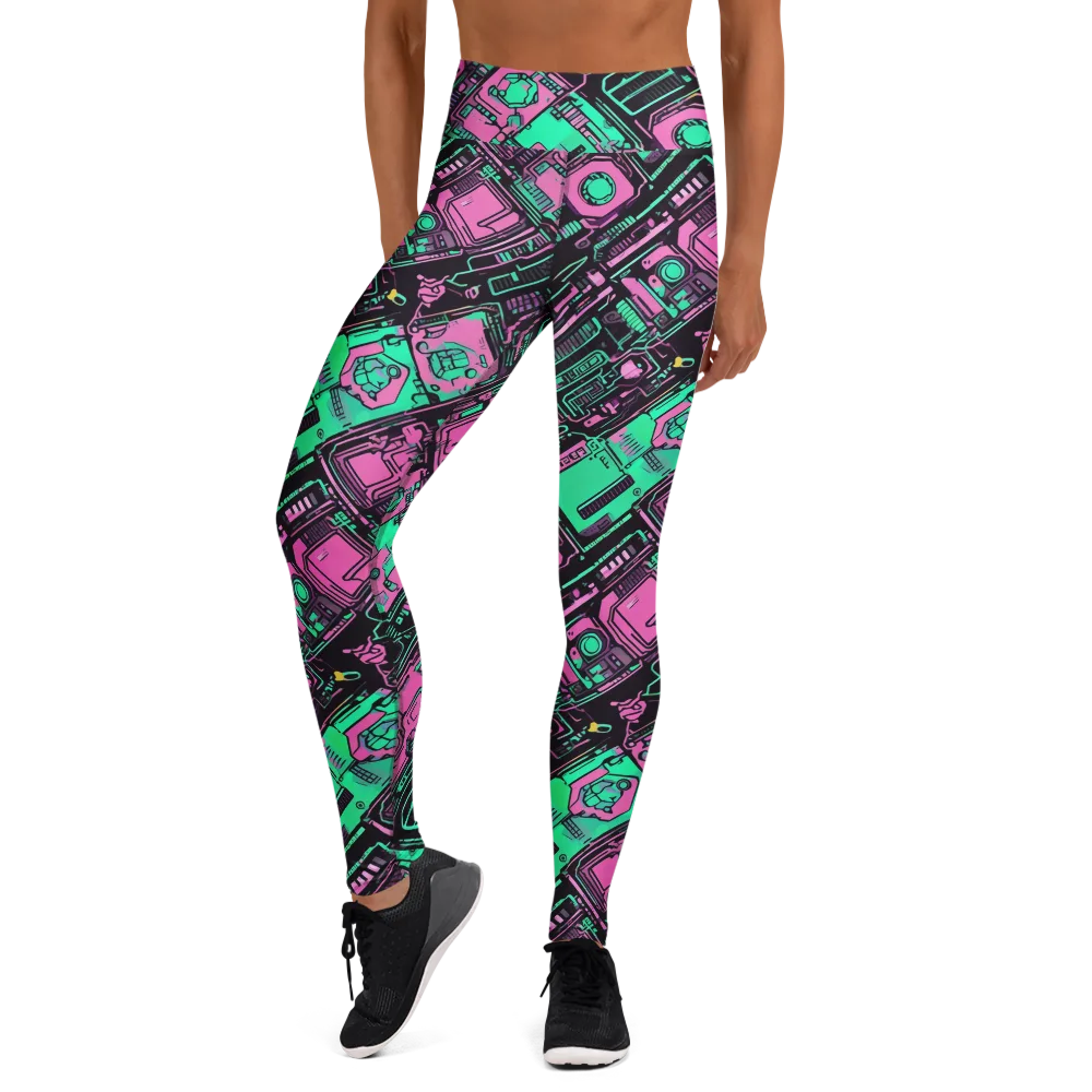 Vaporwave Voltage on Yoga Leggings — Front