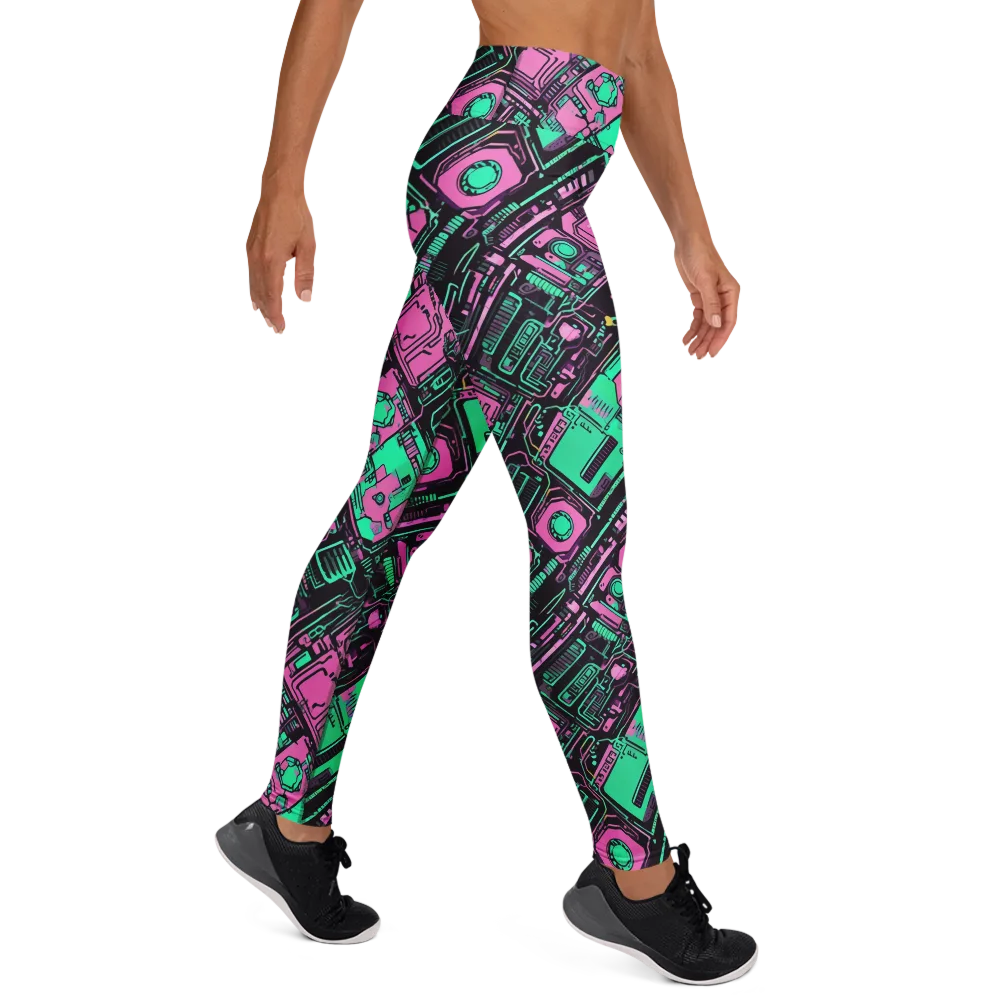 Vaporwave Voltage on Yoga Leggings — Right