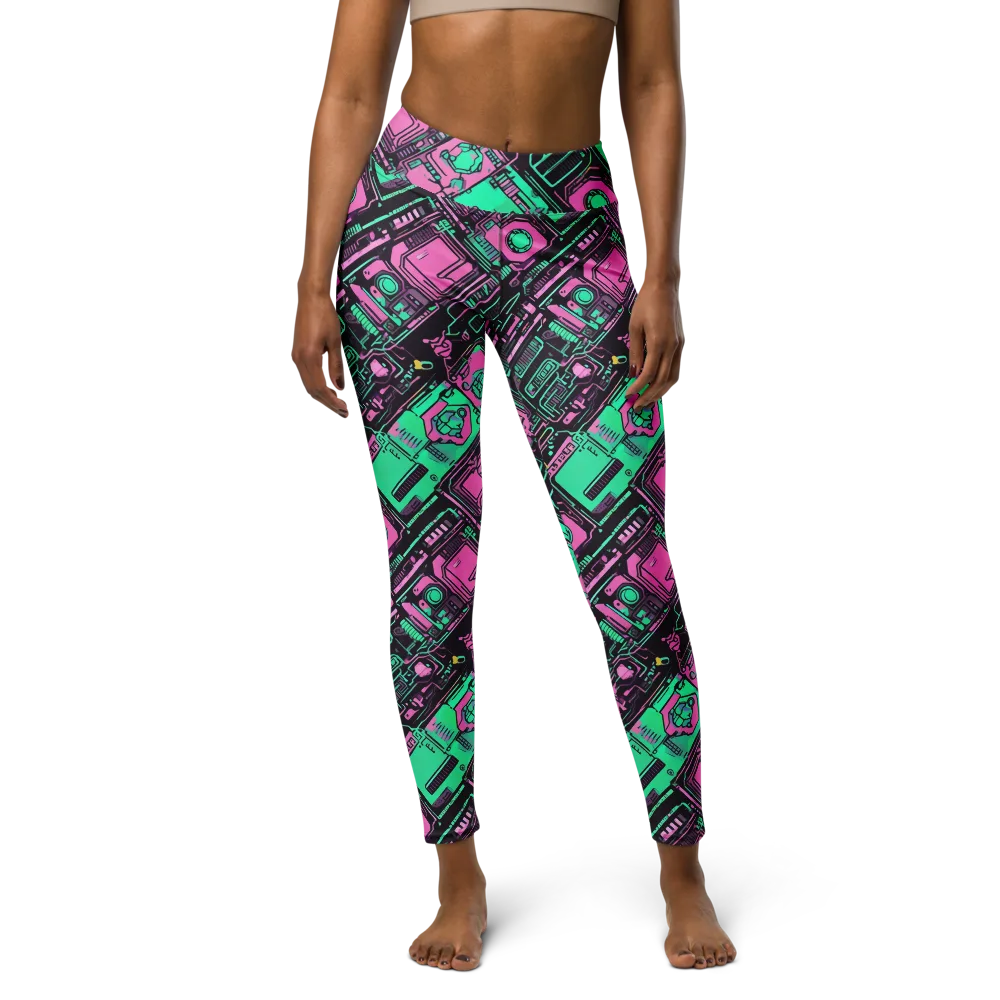 Vaporwave Voltage on Yoga Leggings — Front