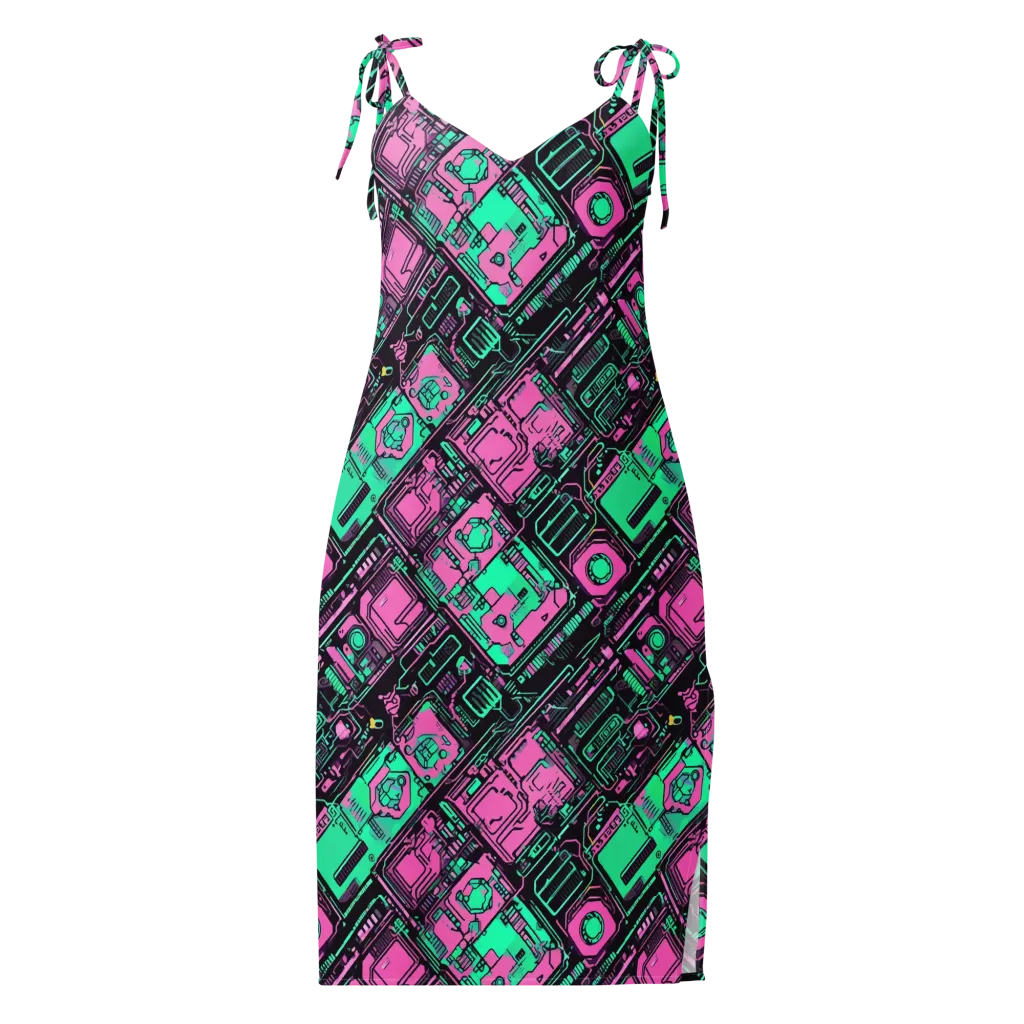 Vaporwave Voltage on Slip Dress — Front