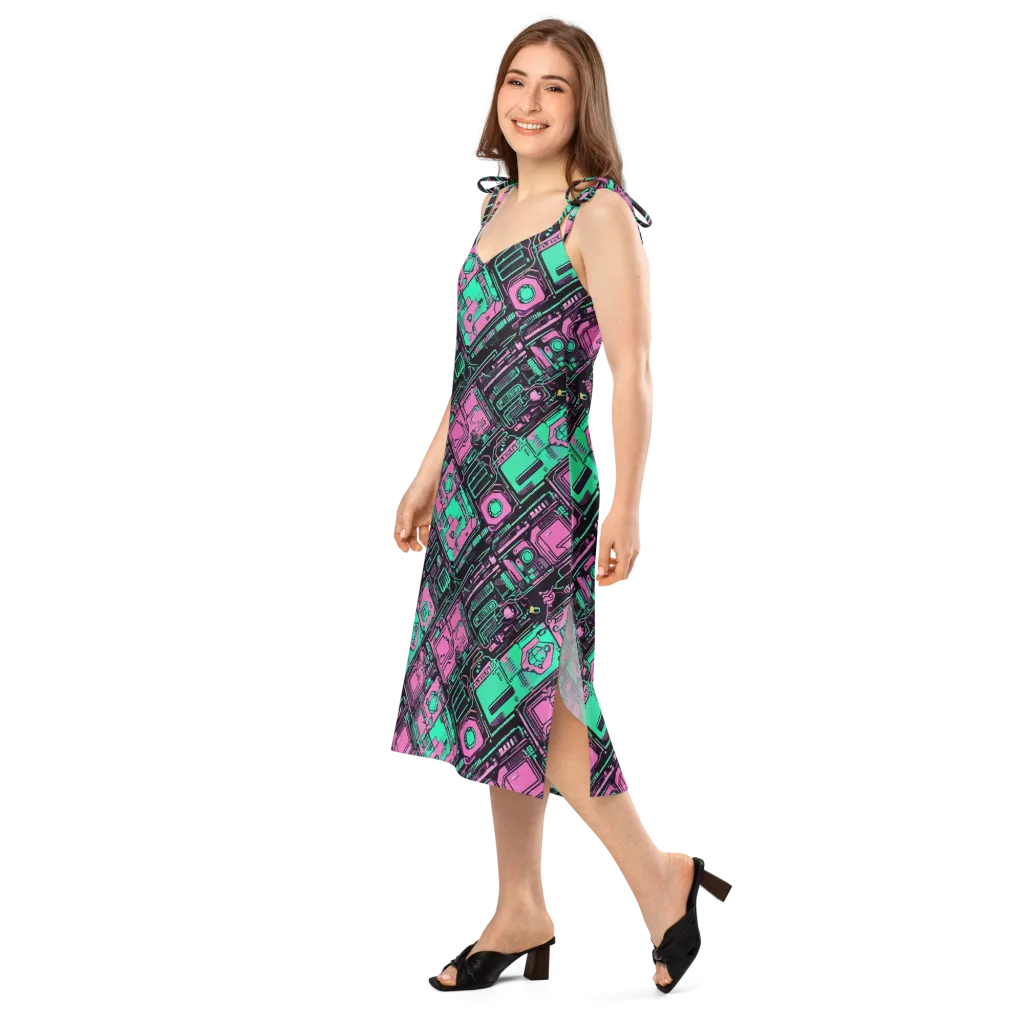 Vaporwave Voltage on Slip Dress — Left Front