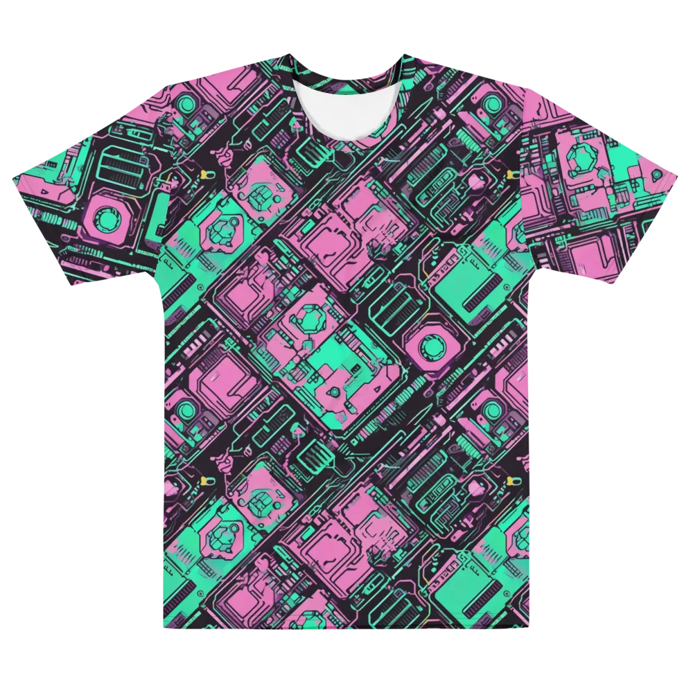 Vaporwave Voltage on Men's Cotton Crew Neck T-Shirt — Front
