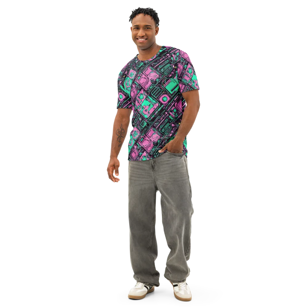 Vaporwave Voltage on Men's Cotton Crew Neck T-Shirt — Front