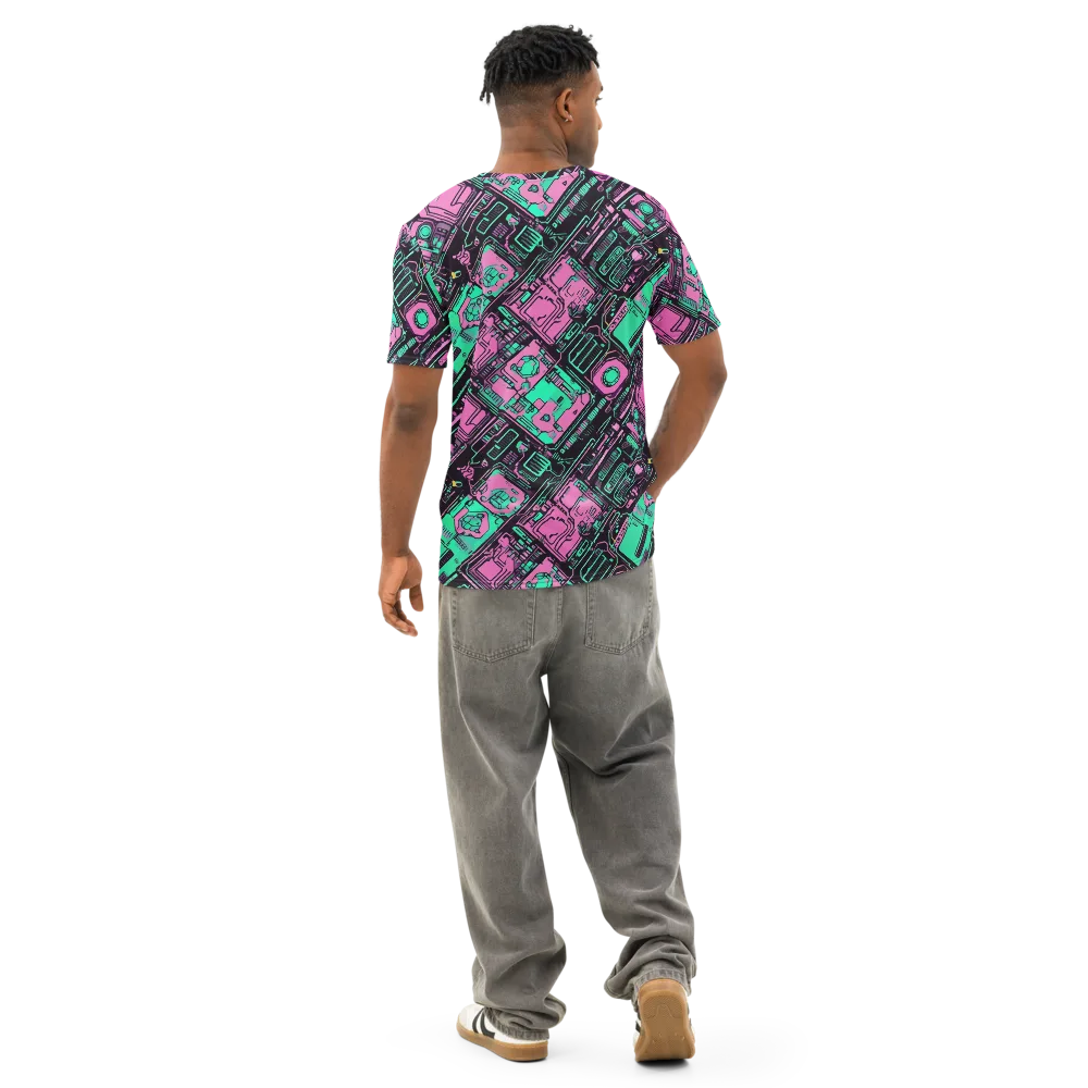 Vaporwave Voltage on Men's Cotton Crew Neck T-Shirt — Back
