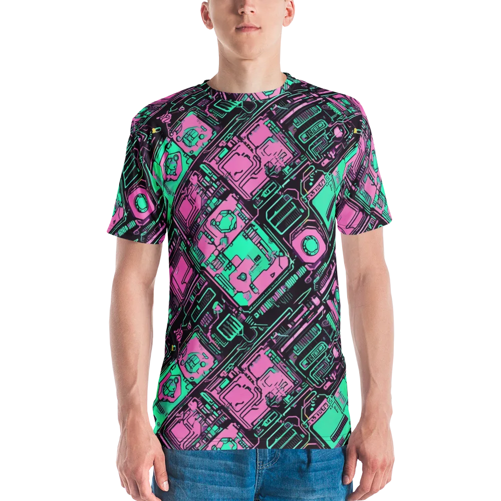 Vaporwave Voltage on Men's Crew Neck T-Shirt — Front