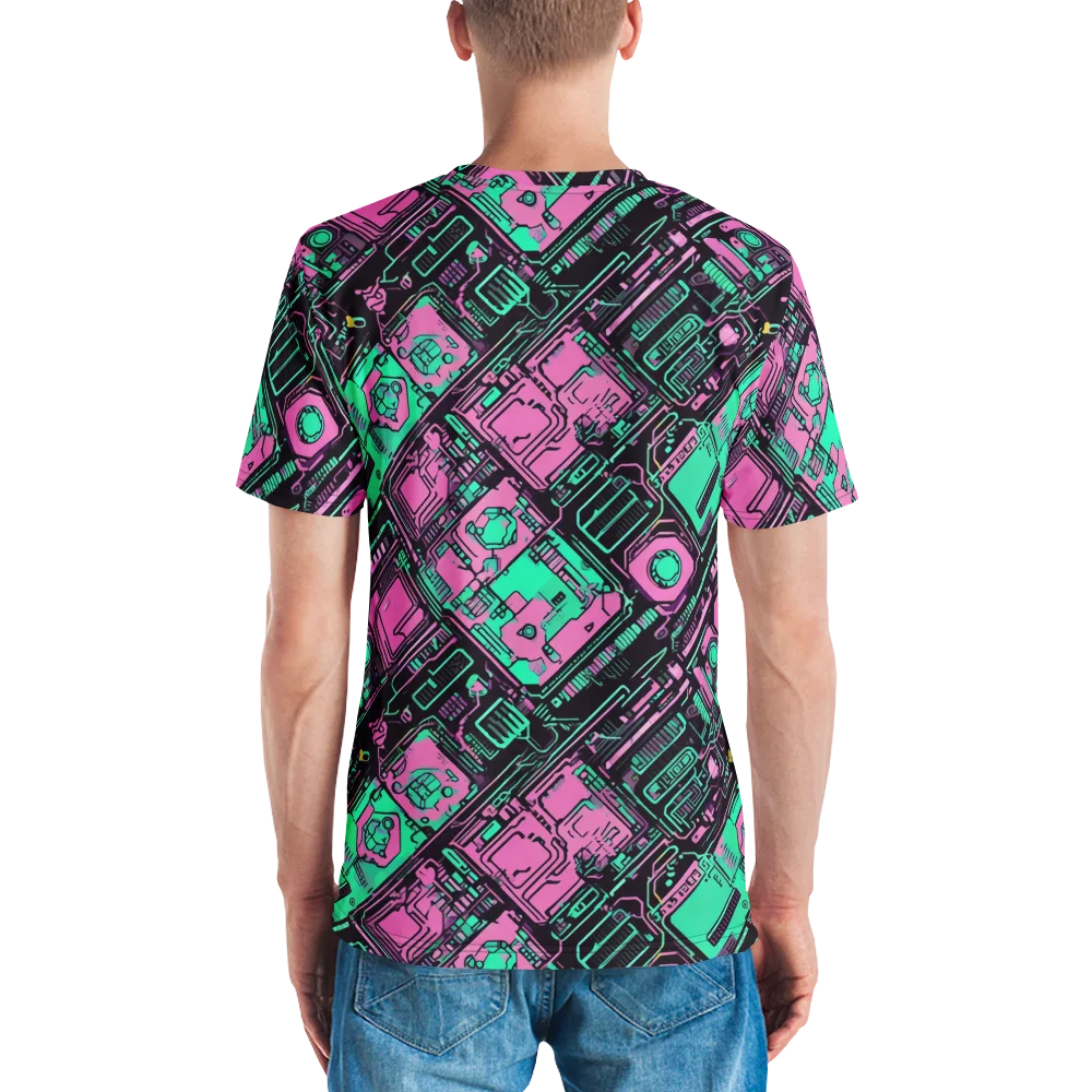 Vaporwave Voltage on Men's Crew Neck T-Shirt — Back