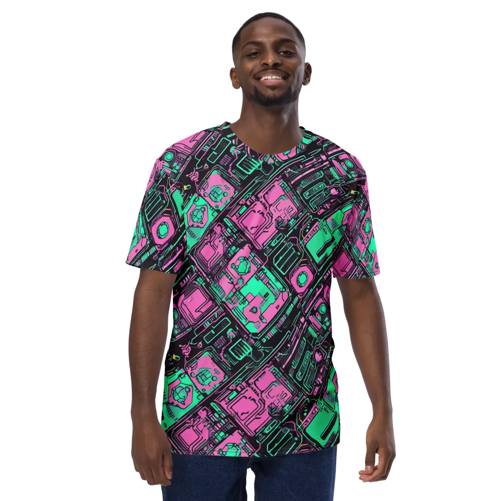 Vaporwave Voltage on Men's Crew Neck T-Shirt — Front