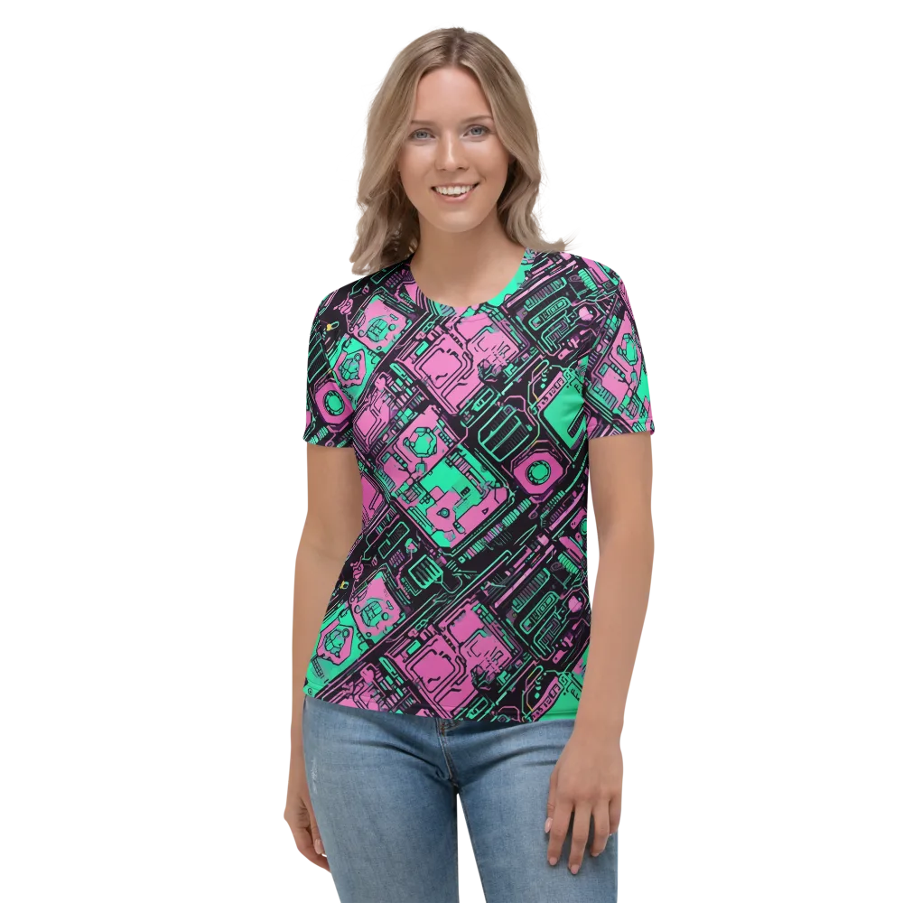 Vaporwave Voltage on Women's Crew Neck T-Shirt — Front