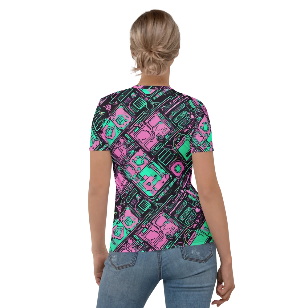 Vaporwave Voltage on Women's Crew Neck T-Shirt — Back