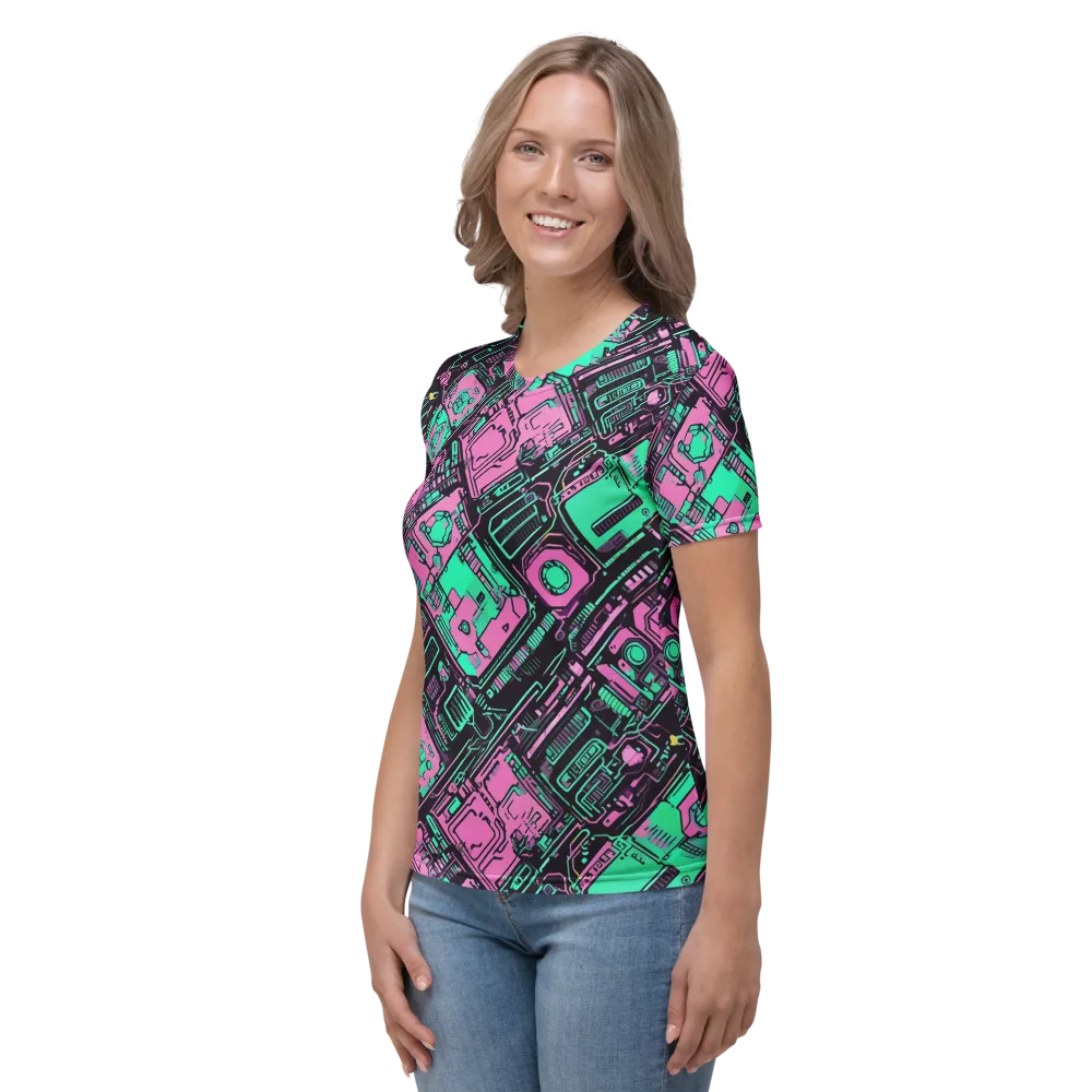 Vaporwave Voltage on Women's Crew Neck T-Shirt — Left