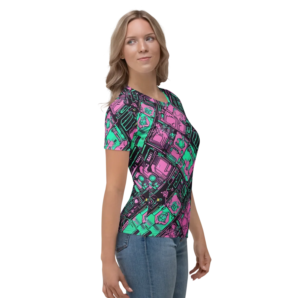 Vaporwave Voltage on Women's Crew Neck T-Shirt — Right