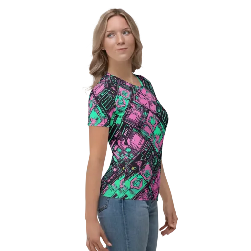 Vaporwave Voltage on a Women's Crew Neck T-Shirt