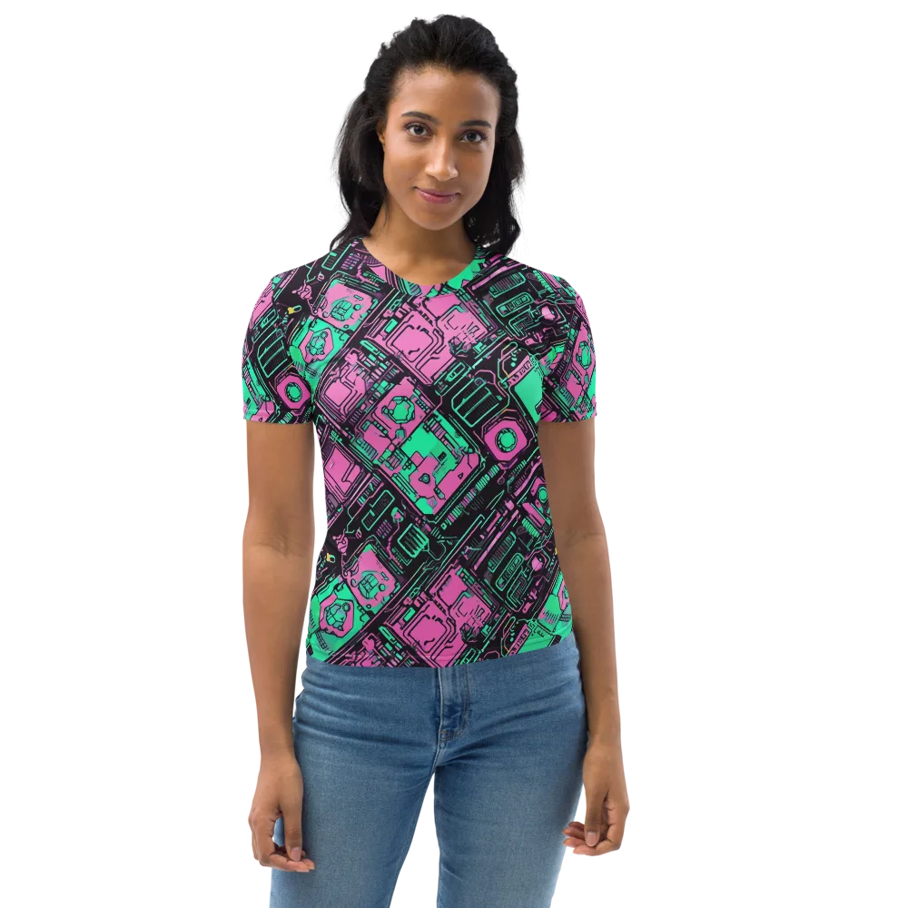 Vaporwave Voltage on Women's Crew Neck T-Shirt — Front