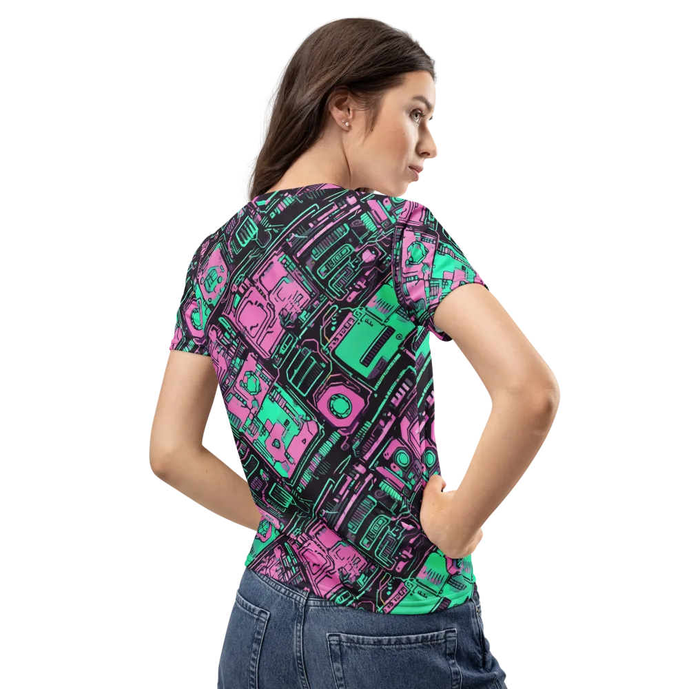 Vaporwave Voltage on Women's Crew Neck T-Shirt — Back