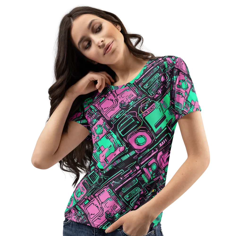 Vaporwave Voltage on Women's Crew Neck T-Shirt — Left Front