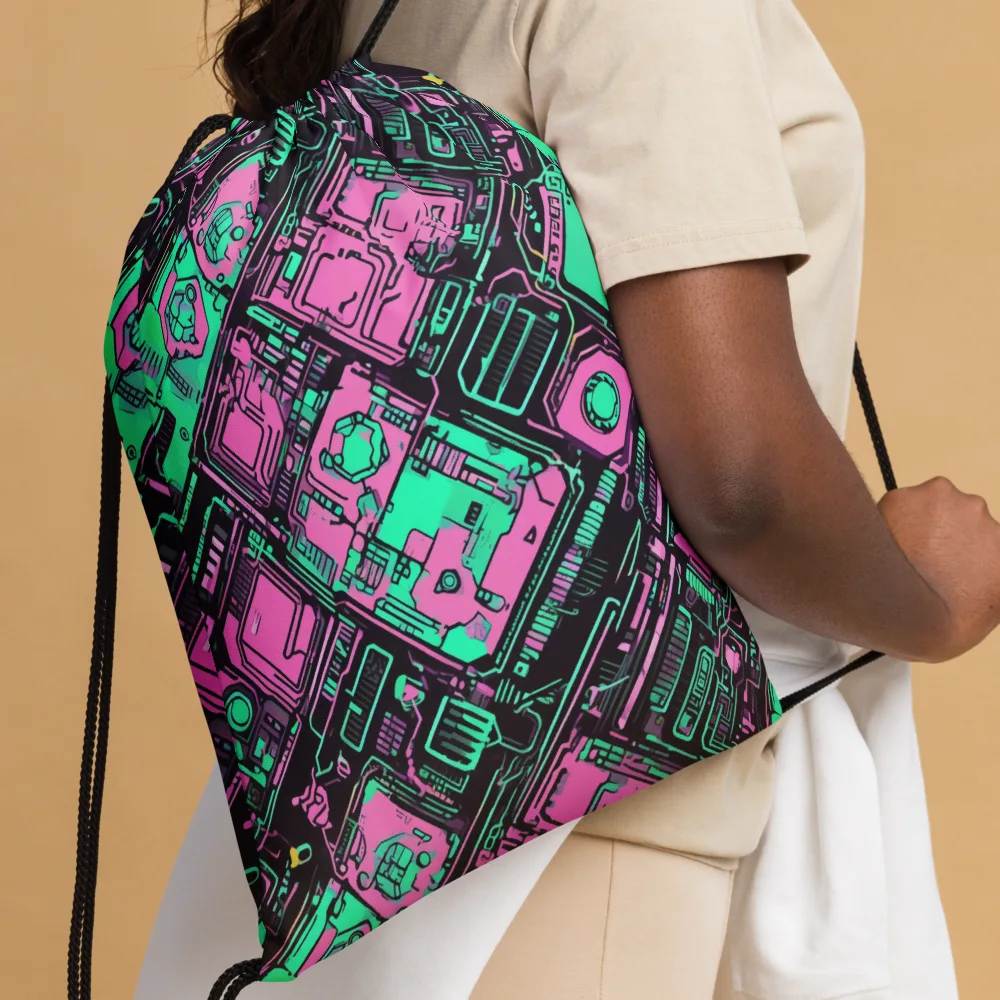 Vaporwave Voltage on Drawstring Bag — Front
