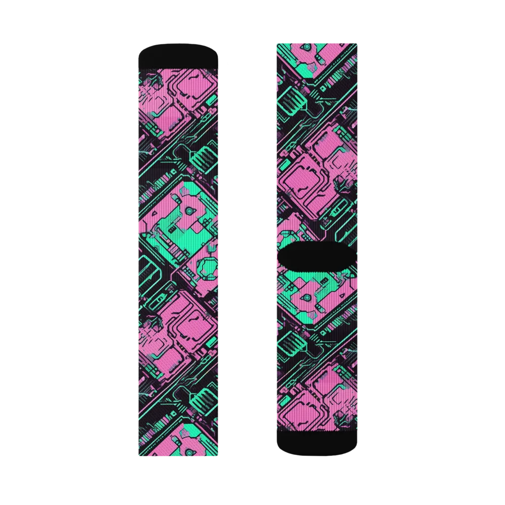 Vaporwave Voltage on Socks — Right Sock