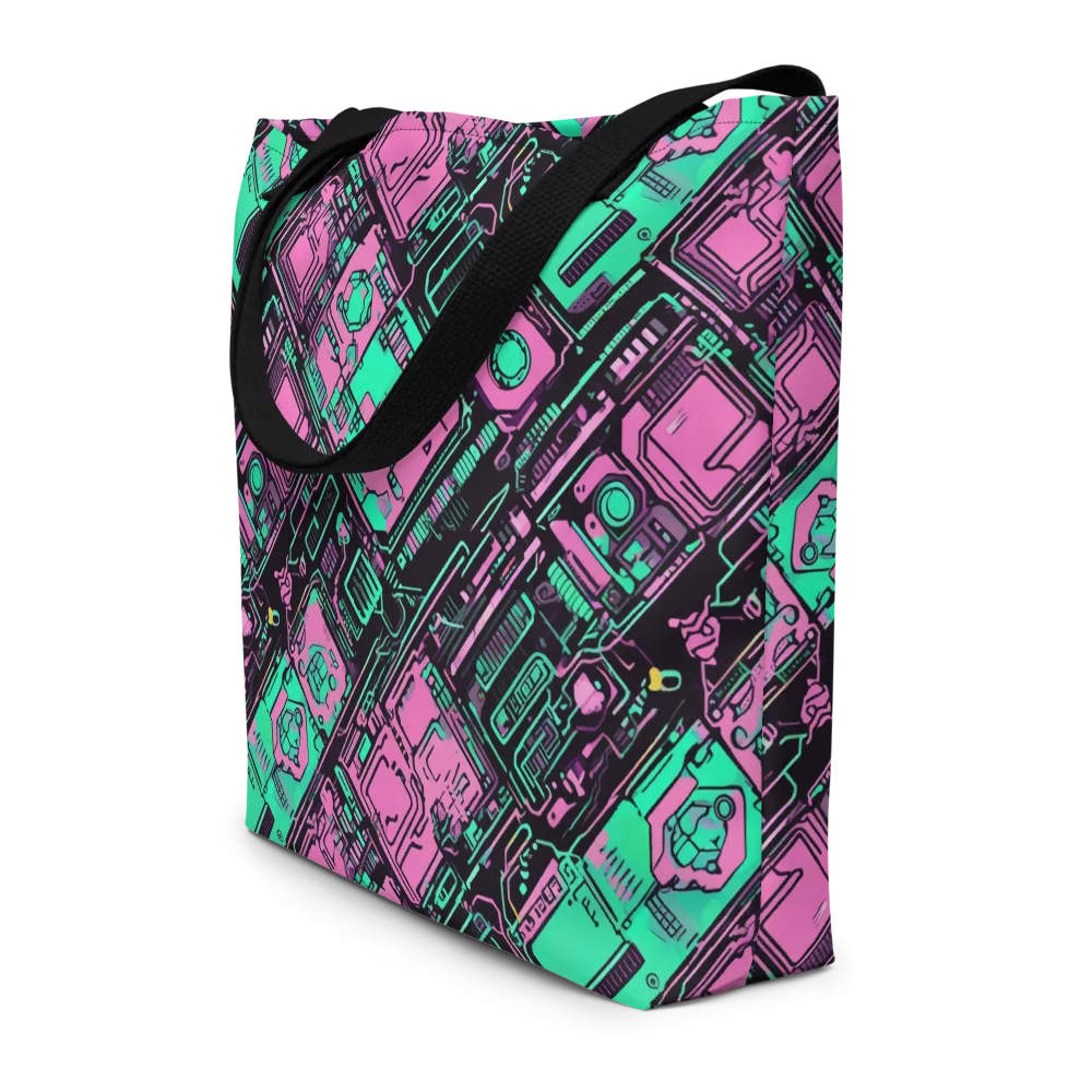 Vaporwave Voltage on Large Tote Bag W/ Pocket — Front