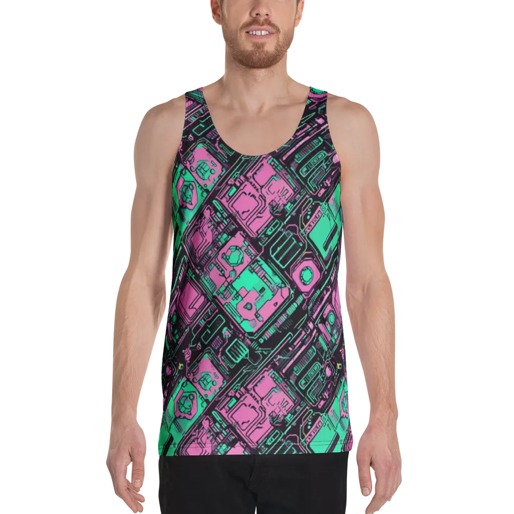 Vaporwave Voltage on Men's Tank Top — Front
