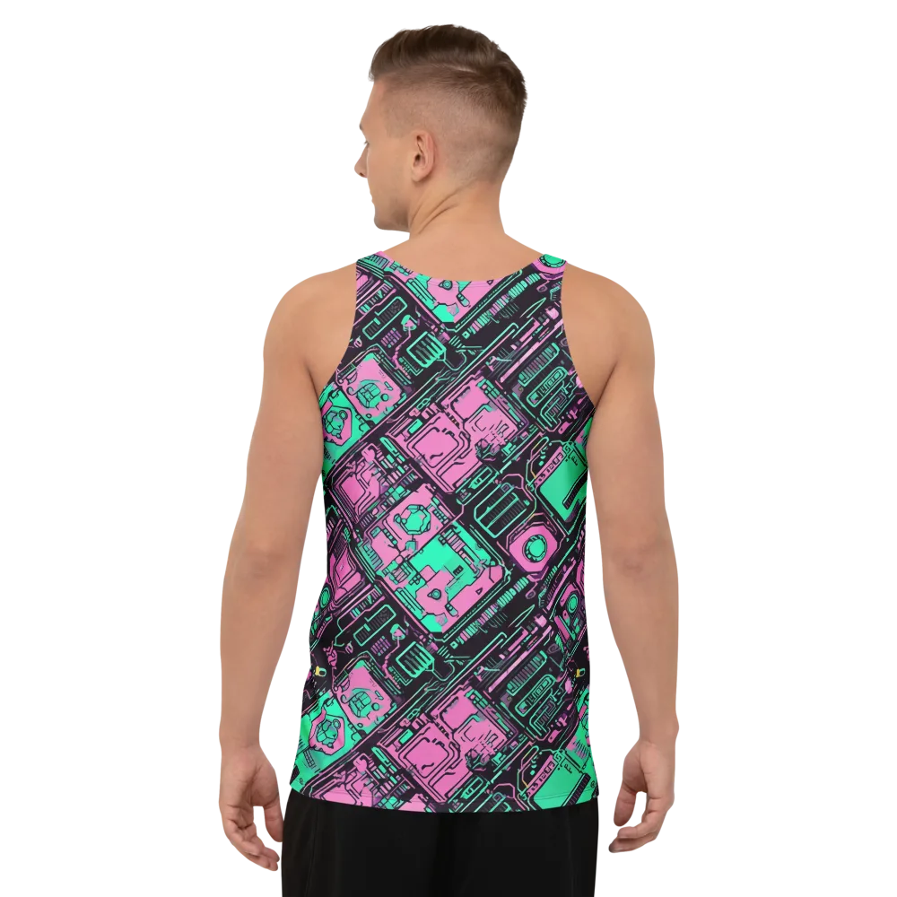 Vaporwave Voltage on Men's Tank Top — Back