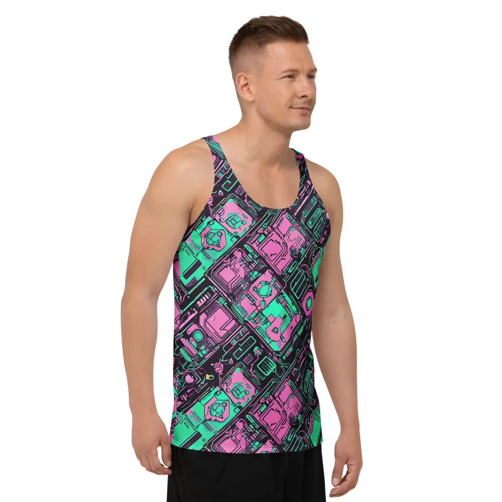 Vaporwave Voltage on Men's Tank Top — Right Front