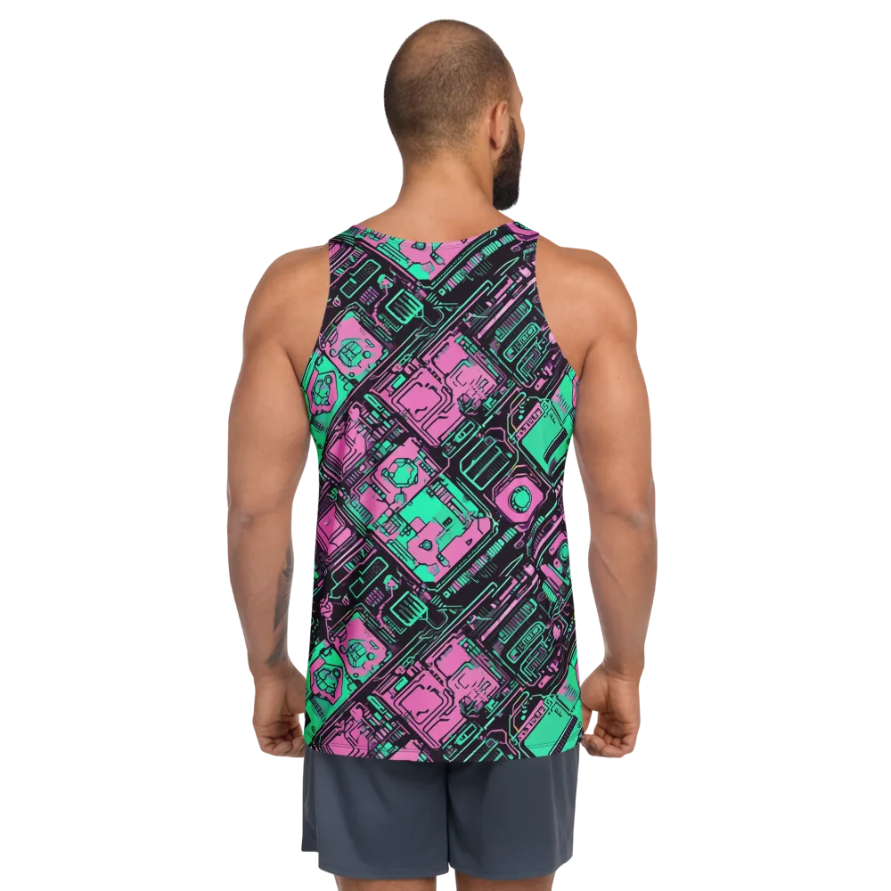 Vaporwave Voltage on Men's Tank Top — Back