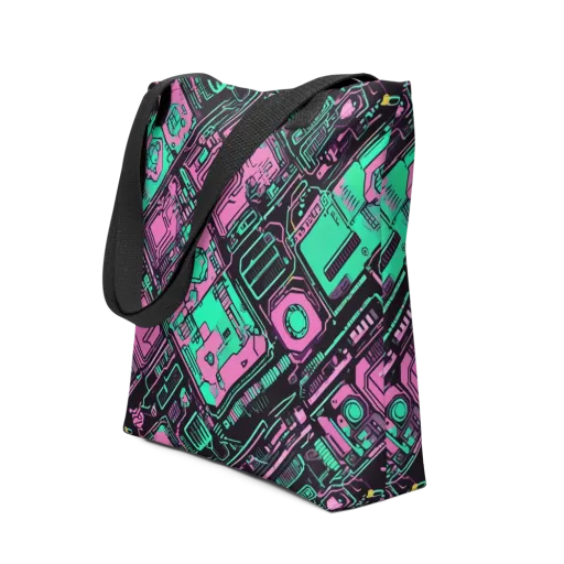 Vaporwave Voltage on a Tote Bag
